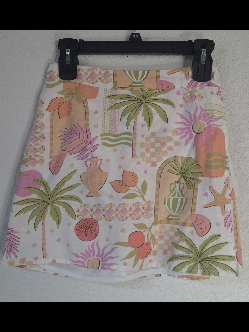 Tropical Floral Mini Skirt - Pink & Green - Picture 6 of 9